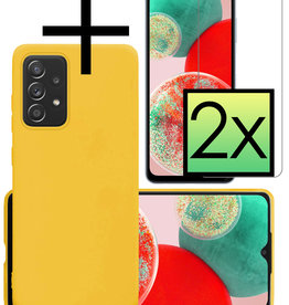 NoXx NoXx Samsung Galaxy A23 Hoesje Siliconen Met 2x Screenprotector - Geel