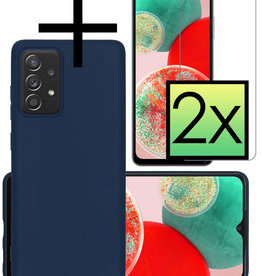 NoXx Samsung Galaxy A23 Hoesje Siliconen Met 2x Screenprotector - Donkerblauw