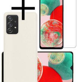 NoXx NoXx Samsung Galaxy A23 Hoesje Siliconen Met Screenprotector - Wit