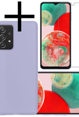 NoXx Hoes Geschikt voor Samsung A23 Hoesje Cover Siliconen Back Case Hoes Met Screenprotector - Lila