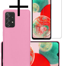 NoXx NoXx Samsung Galaxy A23 Hoesje Siliconen Met Screenprotector - Lichtroze