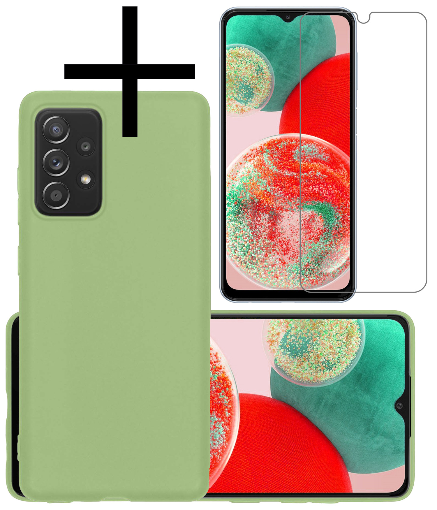 NoXx Hoes Geschikt voor Samsung A23 Hoesje Cover Siliconen Back Case Hoes Met Screenprotector - Groen