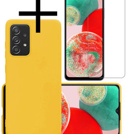 NoXx NoXx Samsung Galaxy A23 Hoesje Siliconen Met Screenprotector - Geel