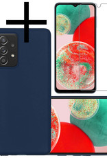 NoXx Hoes Geschikt voor Samsung A23 Hoesje Cover Siliconen Back Case Hoes Met Screenprotector - Donkerblauw