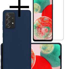 NoXx NoXx Samsung Galaxy A23 Hoesje Siliconen Met Screenprotector - Donkerblauw