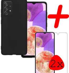 BASEY. BASEY. Samsung Galaxy A23 Hoesje Siliconen Met 2x Screenprotector - Zwart