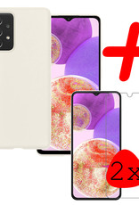 BASEY. Hoes Geschikt voor Samsung A23 Hoesje Siliconen Back Cover Case Met 2x Screenprotector - Hoesje Geschikt voor Samsung Galaxy A23 Hoes Cover Hoesje - Wit