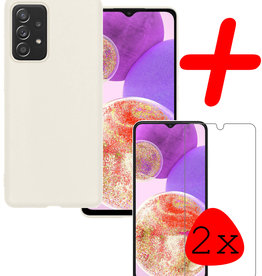 BASEY. BASEY. Samsung Galaxy A23 Hoesje Siliconen Met 2x Screenprotector - Wit