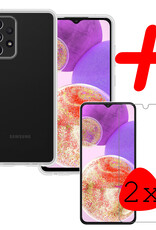 BASEY. Hoes Geschikt voor Samsung A23 Hoesje Siliconen Back Cover Case Met 2x Screenprotector - Hoesje Geschikt voor Samsung Galaxy A23 Hoes Cover Hoesje - Transparant