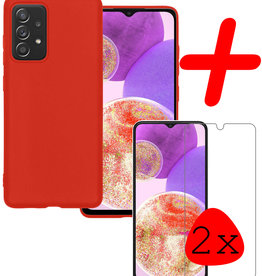 BASEY. BASEY. Samsung Galaxy A23 Hoesje Siliconen Met 2x Screenprotector - Rood