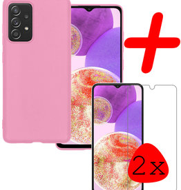 BASEY. BASEY. Samsung Galaxy A23 Hoesje Siliconen Met 2x Screenprotector - Lichtroze