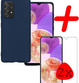 BASEY. BASEY. Samsung Galaxy A23 Hoesje Siliconen Met 2x Screenprotector - Donkerblauw