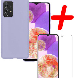 BASEY. BASEY. Samsung Galaxy A23 Hoesje Siliconen Met Screenprotector - Lila