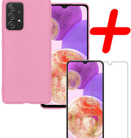 BASEY. BASEY. Samsung Galaxy A23 Hoesje Siliconen Met Screenprotector - Lichtroze