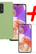 BASEY. Hoes Geschikt voor Samsung A23 Hoesje Siliconen Back Cover Case Met Screenprotector - Hoesje Geschikt voor Samsung Galaxy A23 Hoes Cover Hoesje - Groen