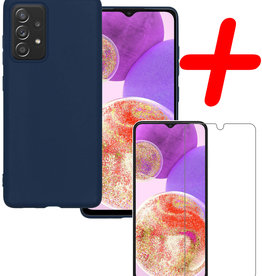 BASEY. BASEY. Samsung Galaxy A23 Hoesje Siliconen Met Screenprotector - Donkerblauw