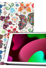 Nomfy Hoes Geschikt voor iPad 10.2 2020 Hoes Tri-fold Tablet Hoesje Case - Hoesje Geschikt voor iPad 8 Hoesje Hardcover Bookcase - Vlinders