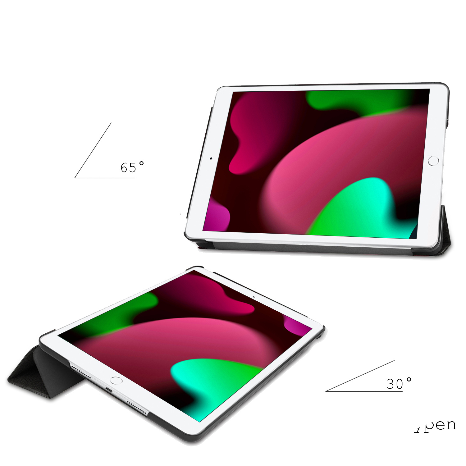 Nomfy Hoes Geschikt voor iPad 10.2 2020 Hoes Tri-fold Tablet Hoesje Case - Hoesje Geschikt voor iPad 8 Hoesje Hardcover Bookcase - Don't Touch Me