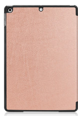 Nomfy Hoes Geschikt voor iPad 10.2 2020 Hoes Tri-fold Tablet Hoesje Case - Hoesje Geschikt voor iPad 8 Hoesje Hardcover Bookcase - Rosé goud