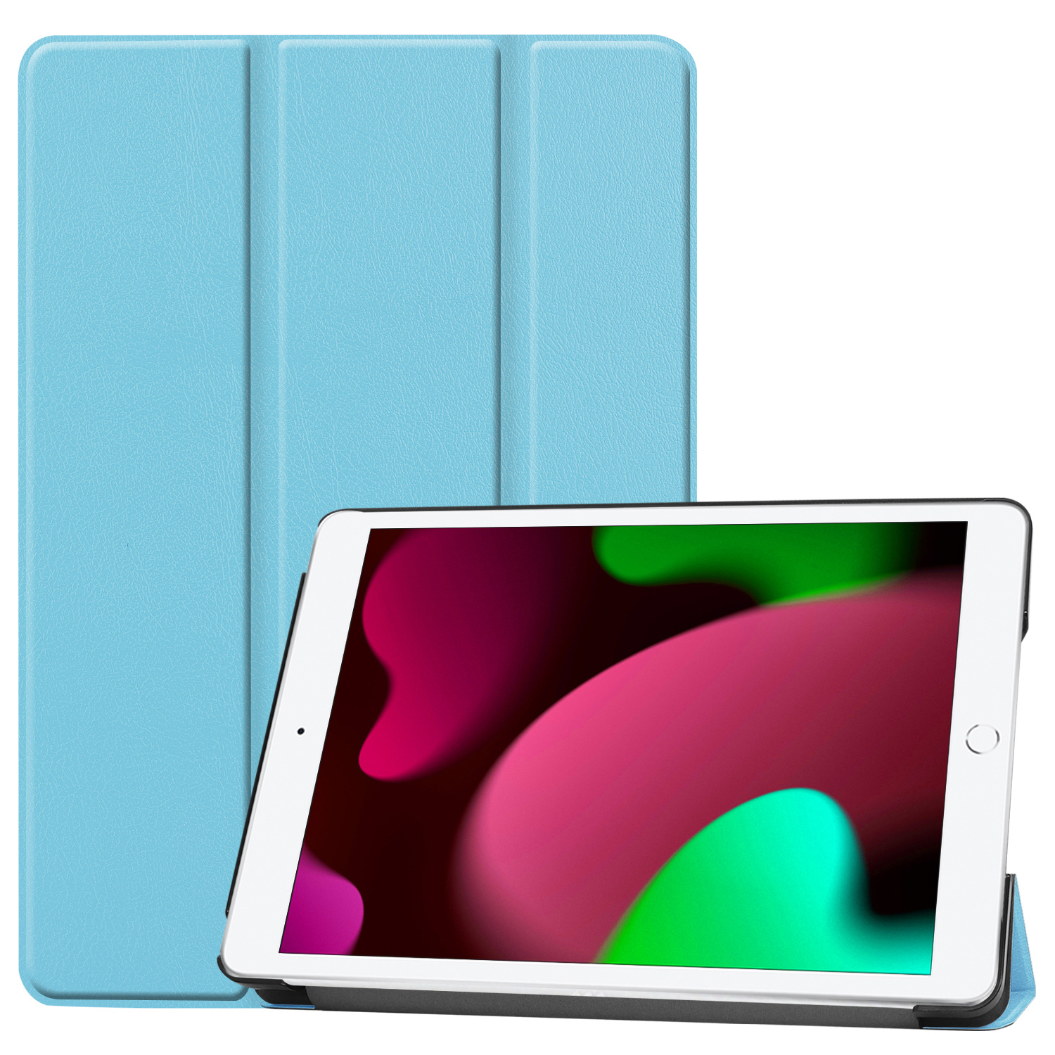 Nomfy Hoes Geschikt voor iPad 10.2 2020 Hoes Tri-fold Tablet Hoesje Case - Hoesje Geschikt voor iPad 8 Hoesje Hardcover Bookcase - Lichtblauw