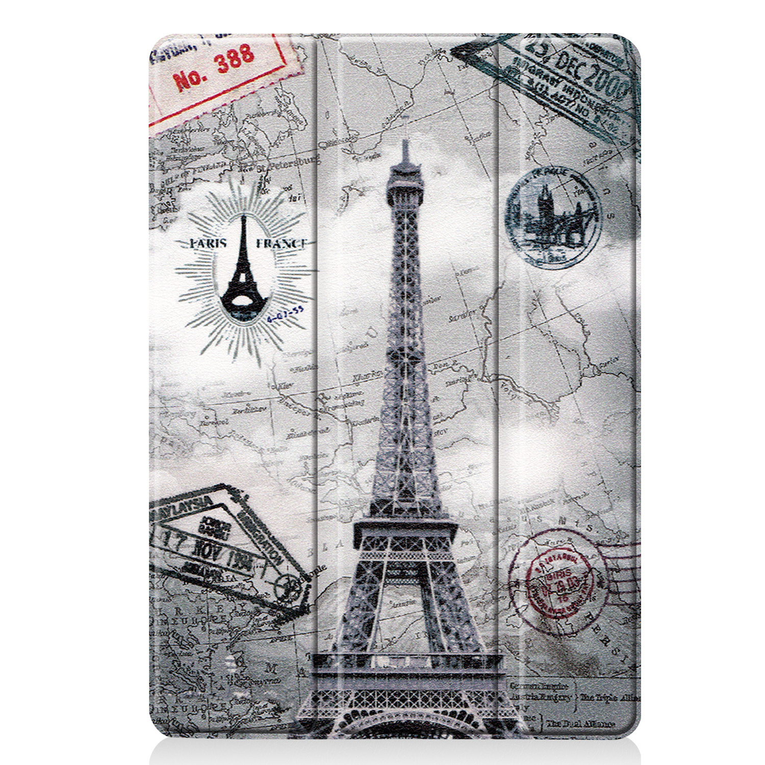 Nomfy Hoes Geschikt voor iPad 10.2 2020 Hoes Tri-fold Tablet Hoesje Case - Hoesje Geschikt voor iPad 8 Hoesje Hardcover Bookcase - Eiffeltoren