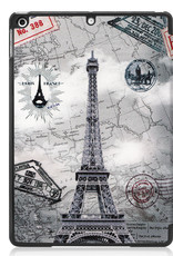 Nomfy Hoes Geschikt voor iPad 10.2 2020 Hoes Tri-fold Tablet Hoesje Case - Hoesje Geschikt voor iPad 8 Hoesje Hardcover Bookcase - Eiffeltoren