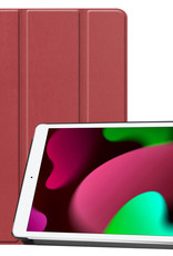 Nomfy Hoes Geschikt voor iPad 10.2 2020 Hoes Tri-fold Tablet Hoesje Case - Hoesje Geschikt voor iPad 8 Hoesje Hardcover Bookcase - Donkerrood