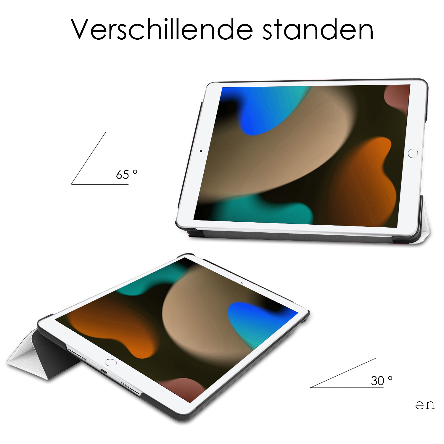 NoXx Hoesje Geschikt voor iPad 10.2 2020 Hoesje Case Hard Cover Hoes Book Case - Wit