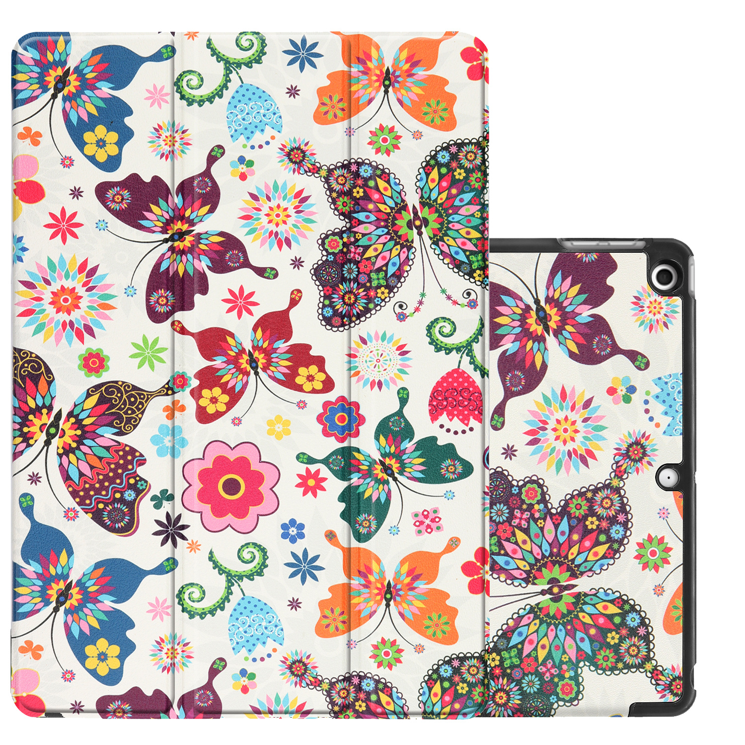 NoXx Hoesje Geschikt voor iPad 10.2 2020 Hoesje Case Hard Cover Hoes Book Case - Vlinders