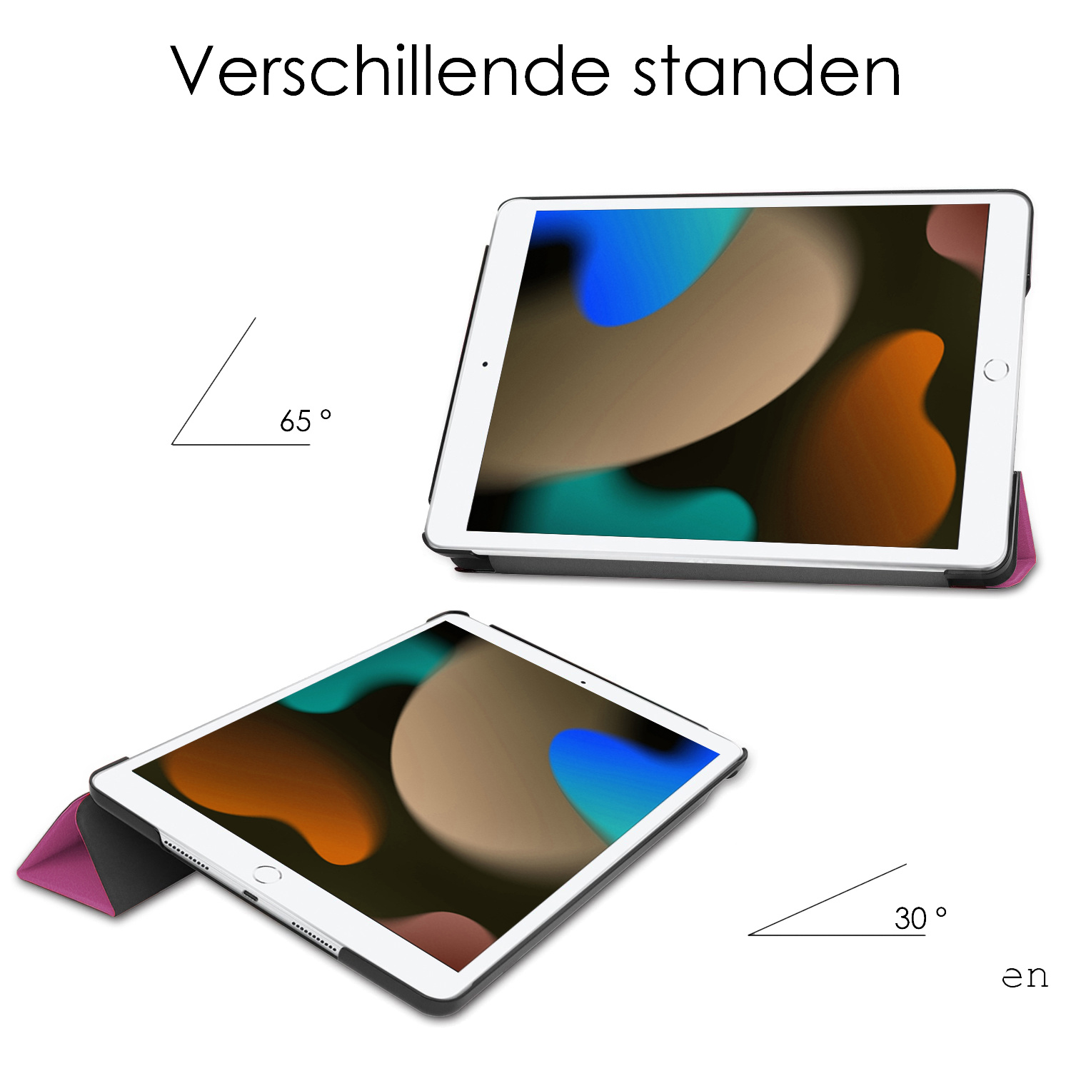 NoXx Hoesje Geschikt voor iPad 10.2 2020 Hoesje Case Hard Cover Hoes Book Case - Paars