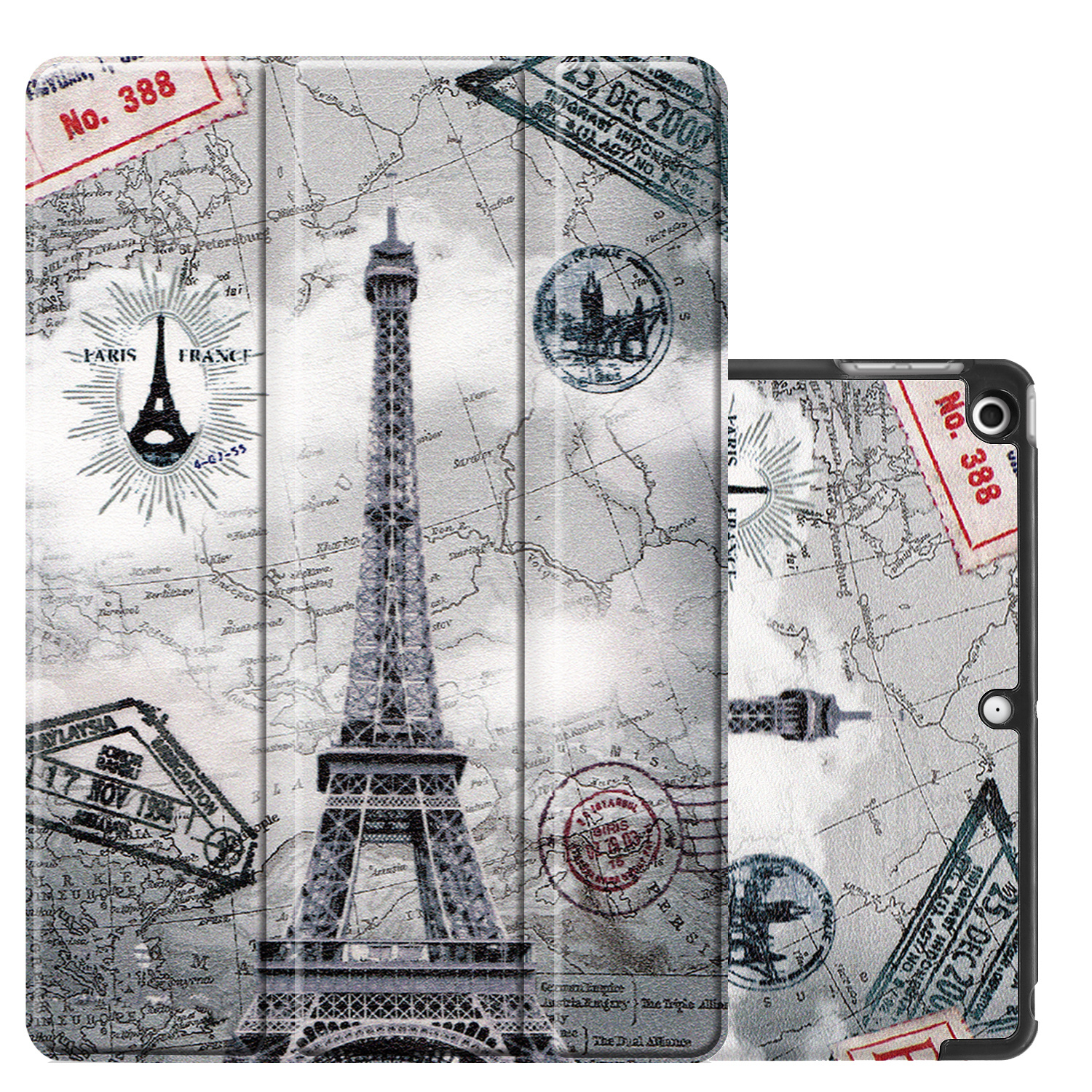 NoXx Hoesje Geschikt voor iPad 10.2 2020 Hoesje Case Hard Cover Hoes Book Case - Eiffeltoren