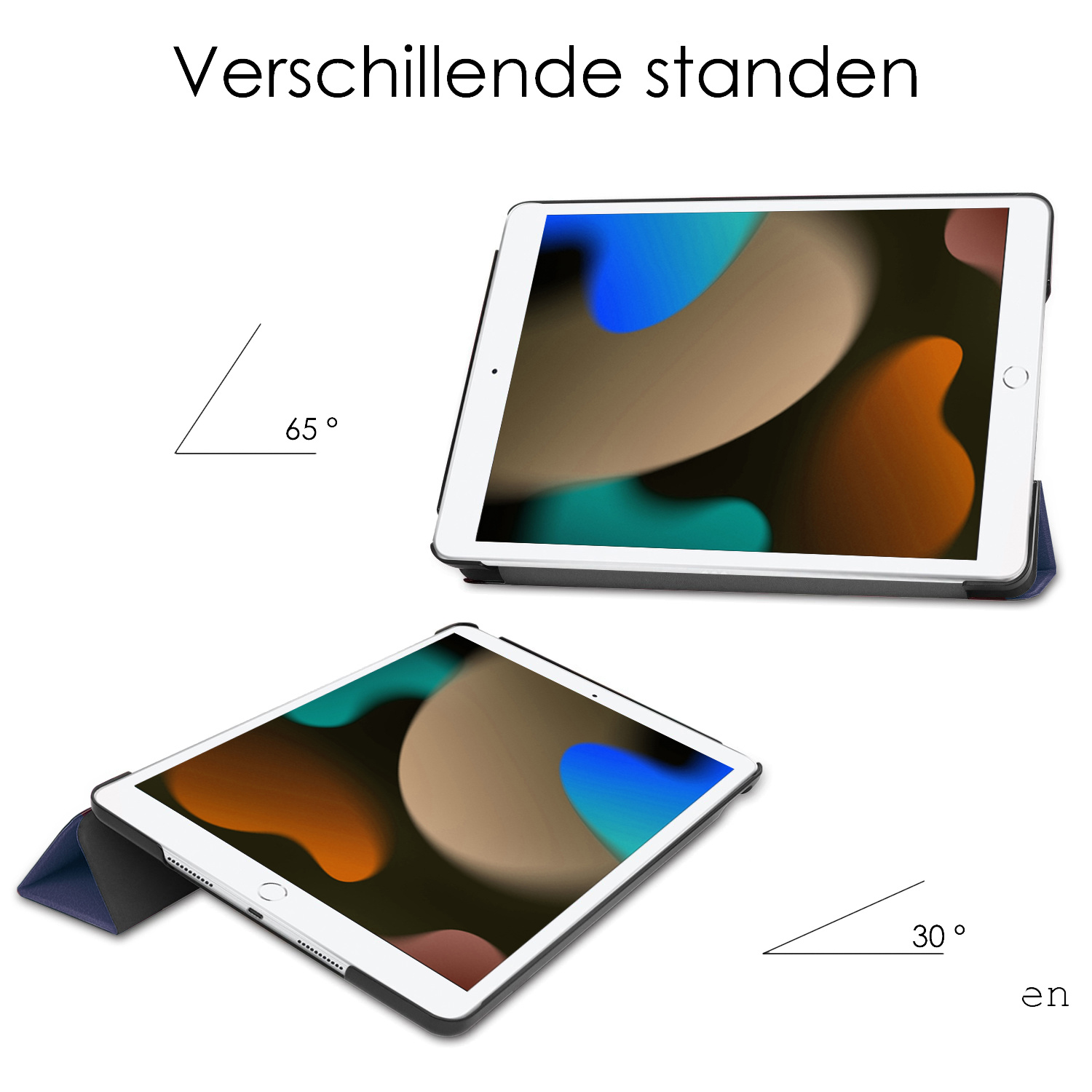 NoXx Hoesje Geschikt voor iPad 10.2 2020 Hoesje Case Hard Cover Hoes Book Case - Donkerblauw