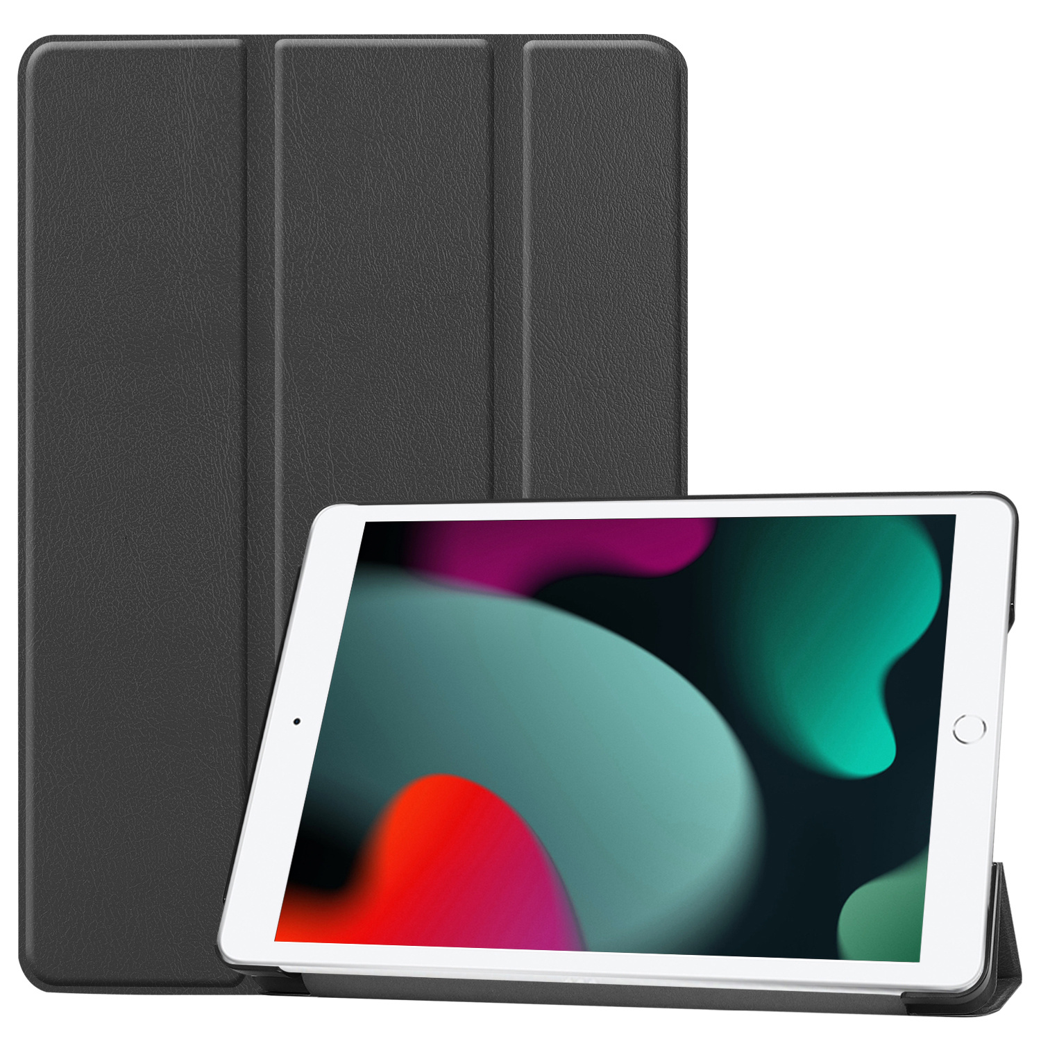 BASEY. Hoesje Geschikt voor iPad 10.2 2020 Hoes Case Tablet Hoesje Tri-fold - Hoes Geschikt voor iPad 8 Hoesje Hard Cover Bookcase Hoes - Zwart