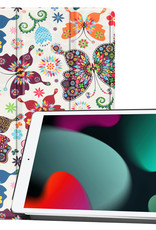 BASEY. Hoesje Geschikt voor iPad 10.2 2020 Hoes Case Tablet Hoesje Tri-fold - Hoes Geschikt voor iPad 8 Hoesje Hard Cover Bookcase Hoes - Vlinders