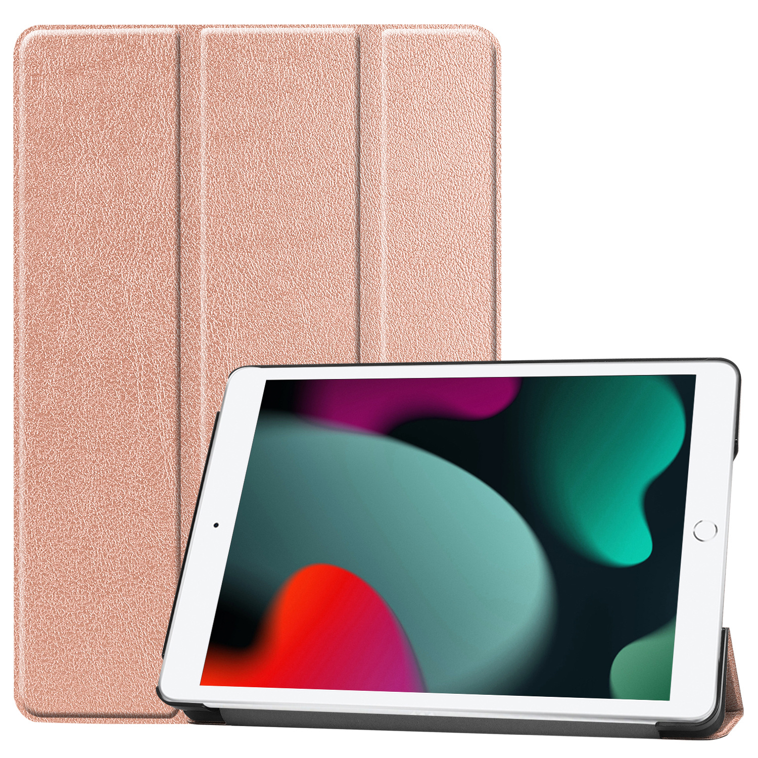 BASEY. Hoesje Geschikt voor iPad 10.2 2020 Hoes Case Tablet Hoesje Tri-fold - Hoes Geschikt voor iPad 8 Hoesje Hard Cover Bookcase Hoes - Rosé goud