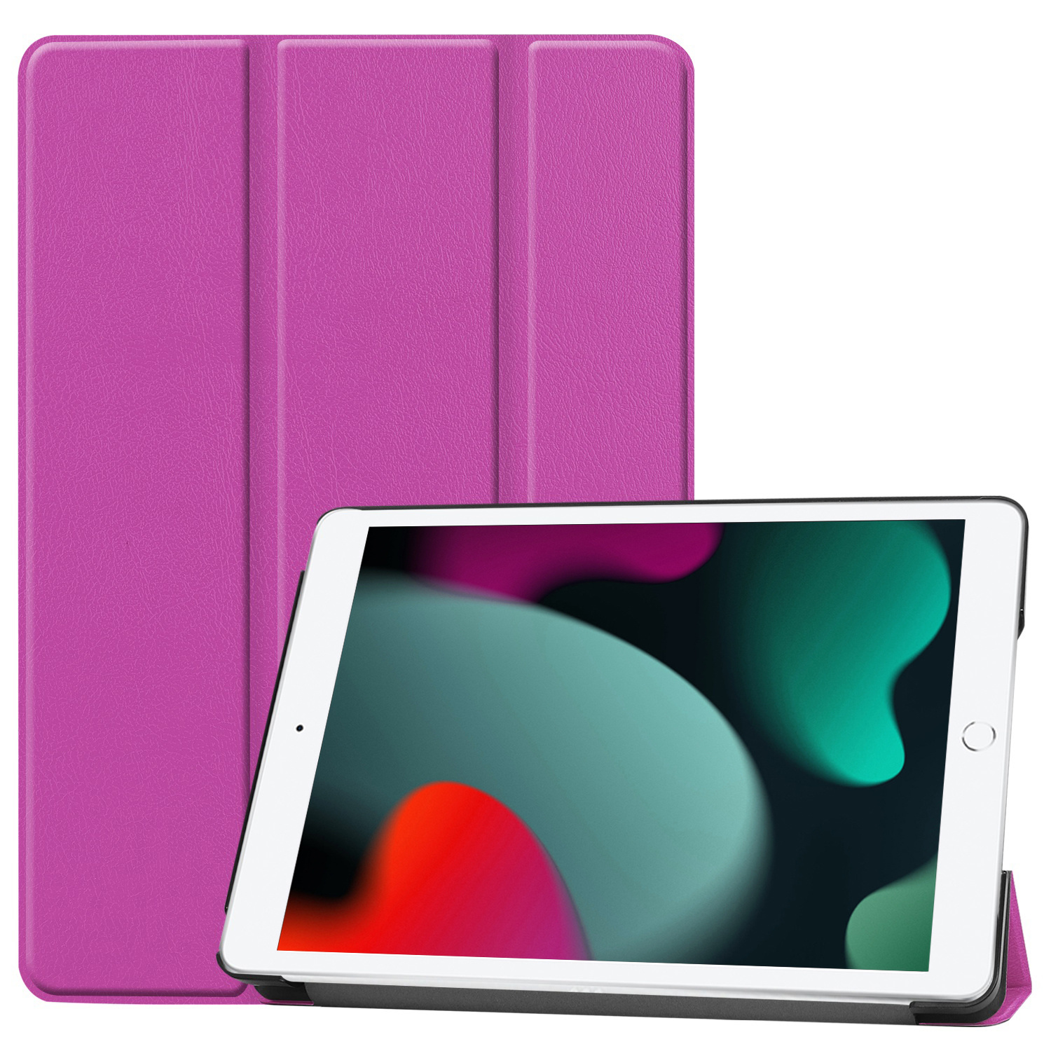 BASEY. Hoesje Geschikt voor iPad 10.2 2020 Hoes Case Tablet Hoesje Tri-fold - Hoes Geschikt voor iPad 8 Hoesje Hard Cover Bookcase Hoes - Paars