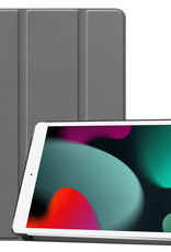 BASEY. Hoesje Geschikt voor iPad 10.2 2020 Hoes Case Tablet Hoesje Tri-fold - Hoes Geschikt voor iPad 8 Hoesje Hard Cover Bookcase Hoes - Grijs