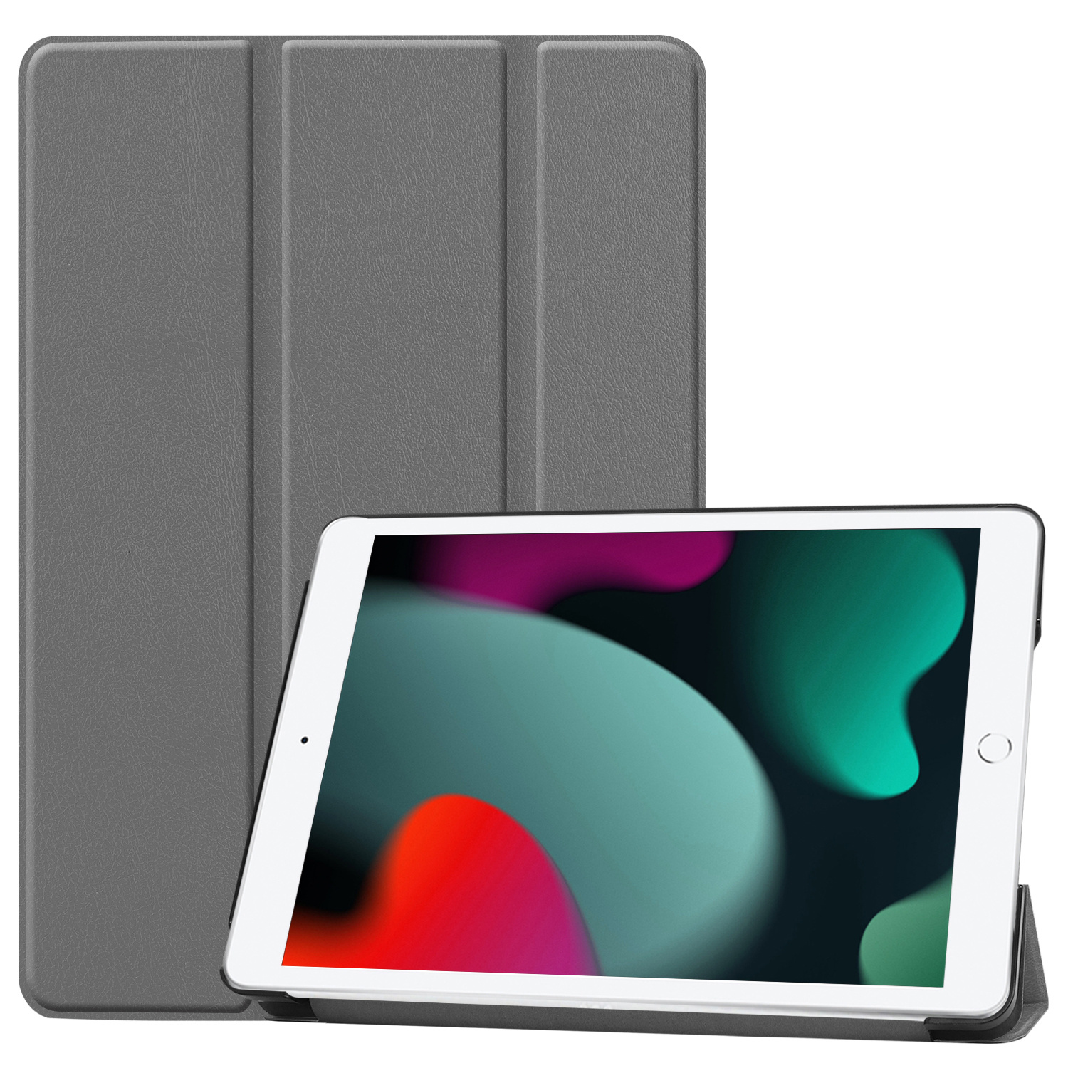 BASEY. Hoesje Geschikt voor iPad 10.2 2020 Hoes Case Tablet Hoesje Tri-fold - Hoes Geschikt voor iPad 8 Hoesje Hard Cover Bookcase Hoes - Grijs