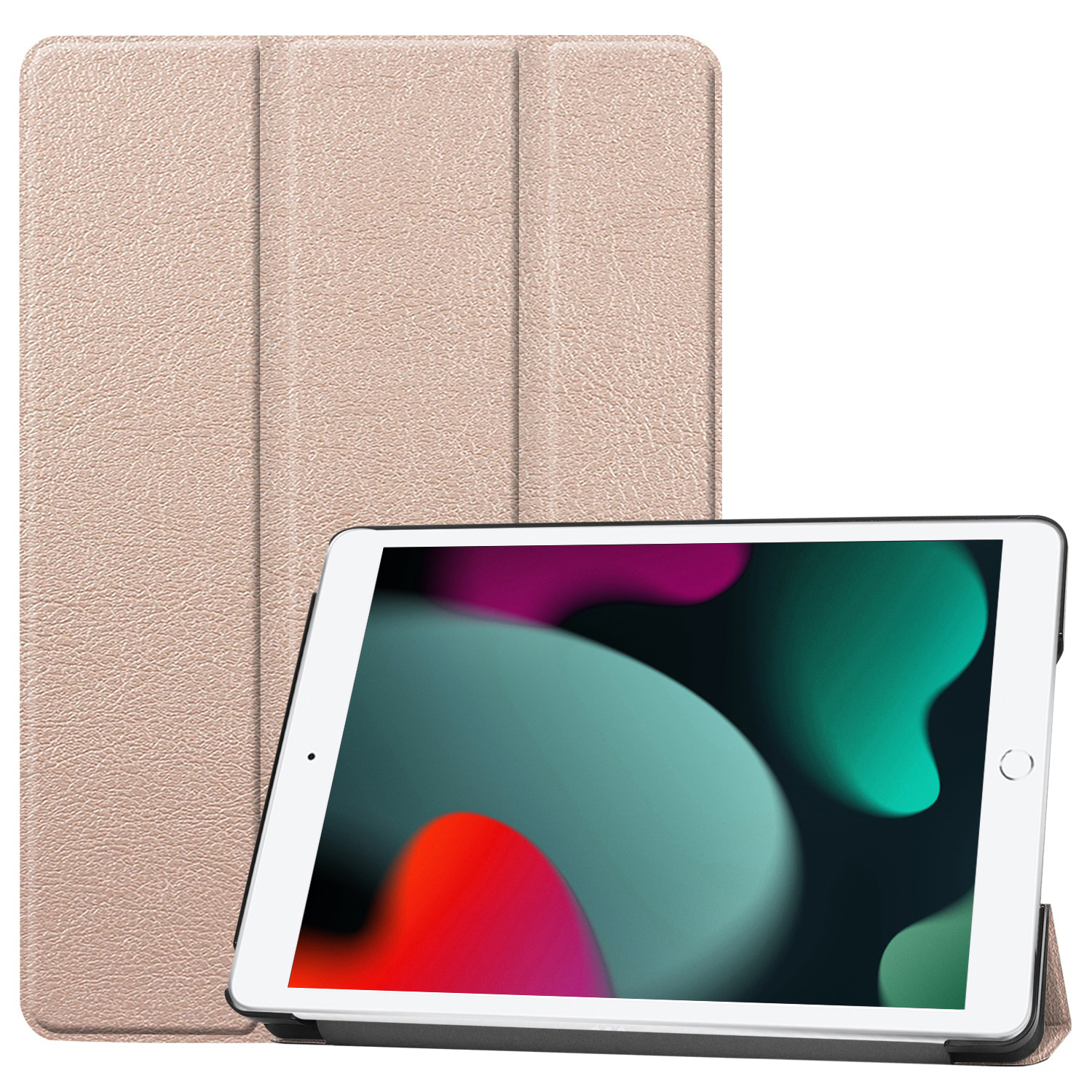 BASEY. Hoesje Geschikt voor iPad 10.2 2020 Hoes Case Tablet Hoesje Tri-fold - Hoes Geschikt voor iPad 8 Hoesje Hard Cover Bookcase Hoes - Goud