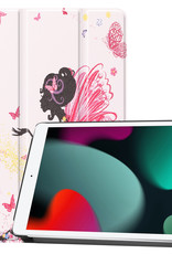 BASEY. Hoesje Geschikt voor iPad 10.2 2020 Hoes Case Tablet Hoesje Tri-fold - Hoes Geschikt voor iPad 8 Hoesje Hard Cover Bookcase Hoes - Elfje