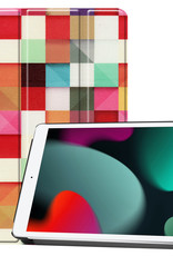 BASEY. Hoesje Geschikt voor iPad 10.2 2020 Hoes Case Tablet Hoesje Tri-fold - Hoes Geschikt voor iPad 8 Hoesje Hard Cover Bookcase Hoes - Blokken