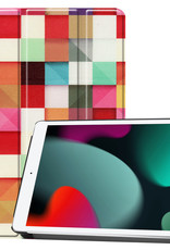 BASEY. Hoesje Geschikt voor iPad 10.2 2021 Hoes Case Tablet Hoesje Tri-fold - Hoes Geschikt voor iPad 9 Hoesje Hard Cover Bookcase Hoes - Blokken