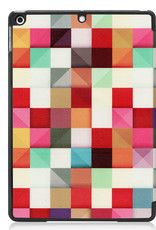 BASEY. Hoesje Geschikt voor iPad 10.2 2021 Hoes Case Tablet Hoesje Tri-fold - Hoes Geschikt voor iPad 9 Hoesje Hard Cover Bookcase Hoes - Blokken