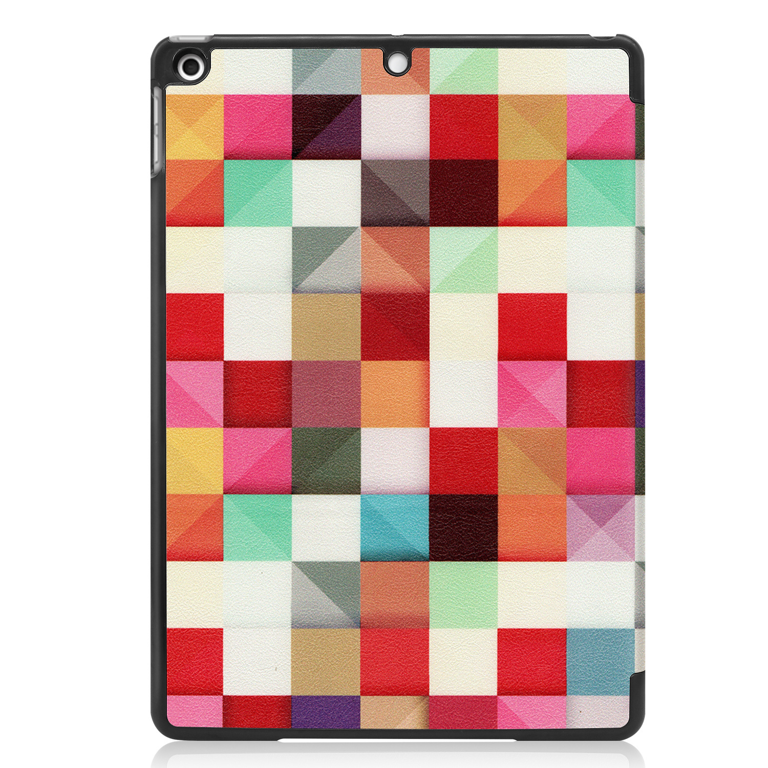 BASEY. Hoesje Geschikt voor iPad 10.2 2021 Hoes Case Tablet Hoesje Tri-fold - Hoes Geschikt voor iPad 9 Hoesje Hard Cover Bookcase Hoes - Blokken
