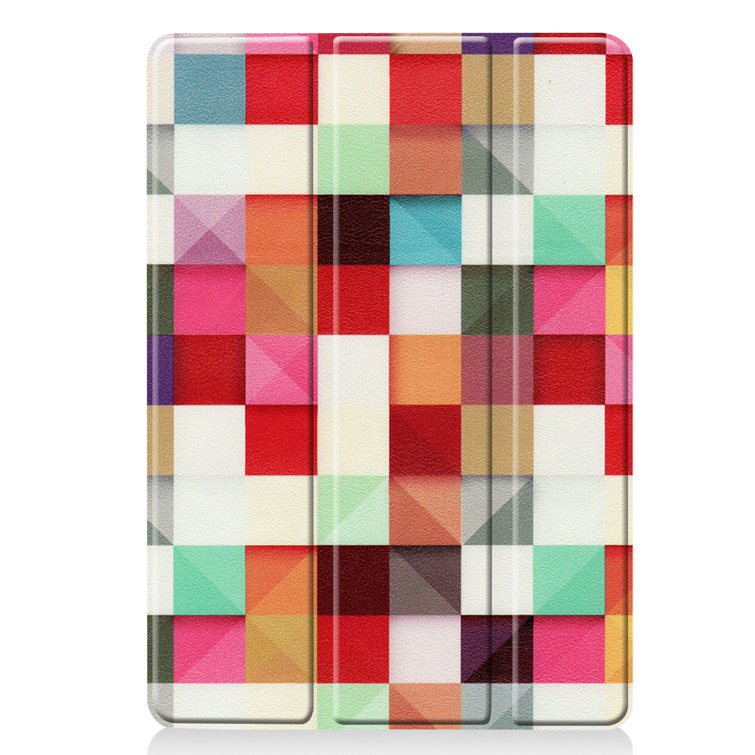 BASEY. Hoesje Geschikt voor iPad 10.2 2021 Hoes Case Tablet Hoesje Tri-fold - Hoes Geschikt voor iPad 9 Hoesje Hard Cover Bookcase Hoes - Blokken