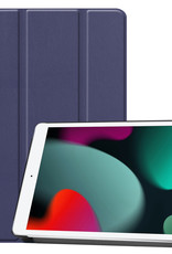 BASEY. Hoesje Geschikt voor iPad 10.2 2021 Hoes Case Tablet Hoesje Tri-fold - Hoes Geschikt voor iPad 9 Hoesje Hard Cover Bookcase Hoes - Donkerblauw