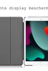 BASEY. Hoesje Geschikt voor iPad 10.2 2021 Hoes Case Tablet Hoesje Tri-fold - Hoes Geschikt voor iPad 9 Hoesje Hard Cover Bookcase Hoes - Donkerblauw