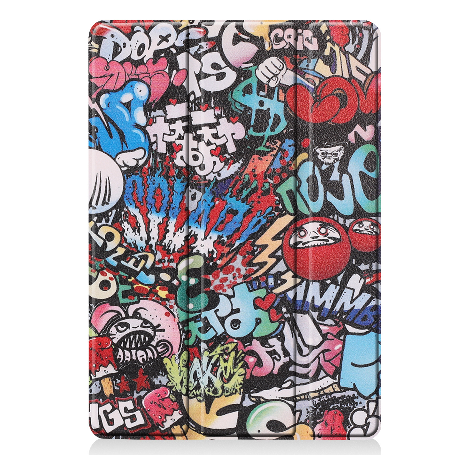 BASEY. Hoesje Geschikt voor iPad 10.2 2021 Hoes Case Tablet Hoesje Tri-fold - Hoes Geschikt voor iPad 9 Hoesje Hard Cover Bookcase Hoes - Graffity