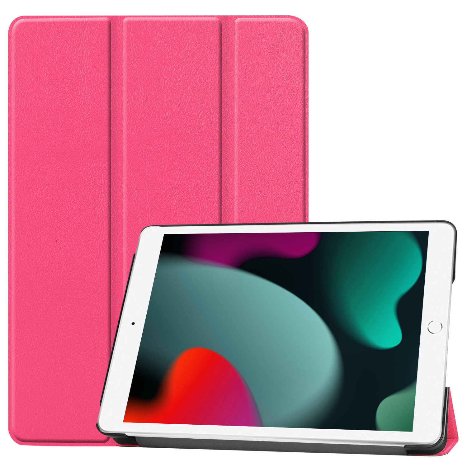 BASEY. Hoesje Geschikt voor iPad 10.2 2021 Hoes Case Tablet Hoesje Tri-fold - Hoes Geschikt voor iPad 9 Hoesje Hard Cover Bookcase Hoes - Roze