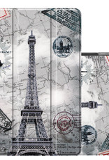NoXx Hoesje Geschikt voor iPad 10.2 2021 Hoesje Case Hard Cover Hoes Book Case - Eiffeltoren